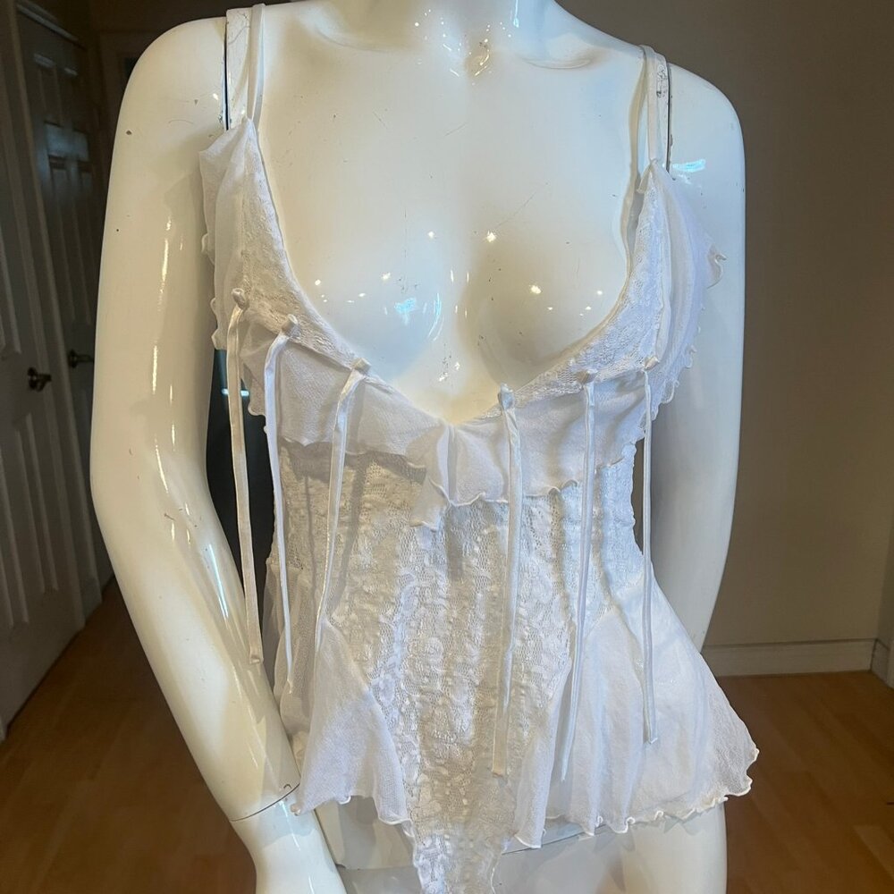 90'S VINTAGE VICTORIA'S SECRET LACE TASSEL LACE BODYSUIT SZ M MEDIUM - Picture 1 of 5